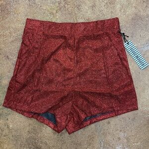 Haute Monde High Waist Red sparkle Shorts NWT